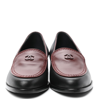 Chanel Calfskin CC Mocassin Loafers 36 Brown Black 2 of 7