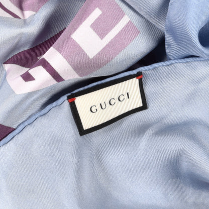 Gucci Silk GG Wallpaper Print Square Scarf Blue 4 of 5