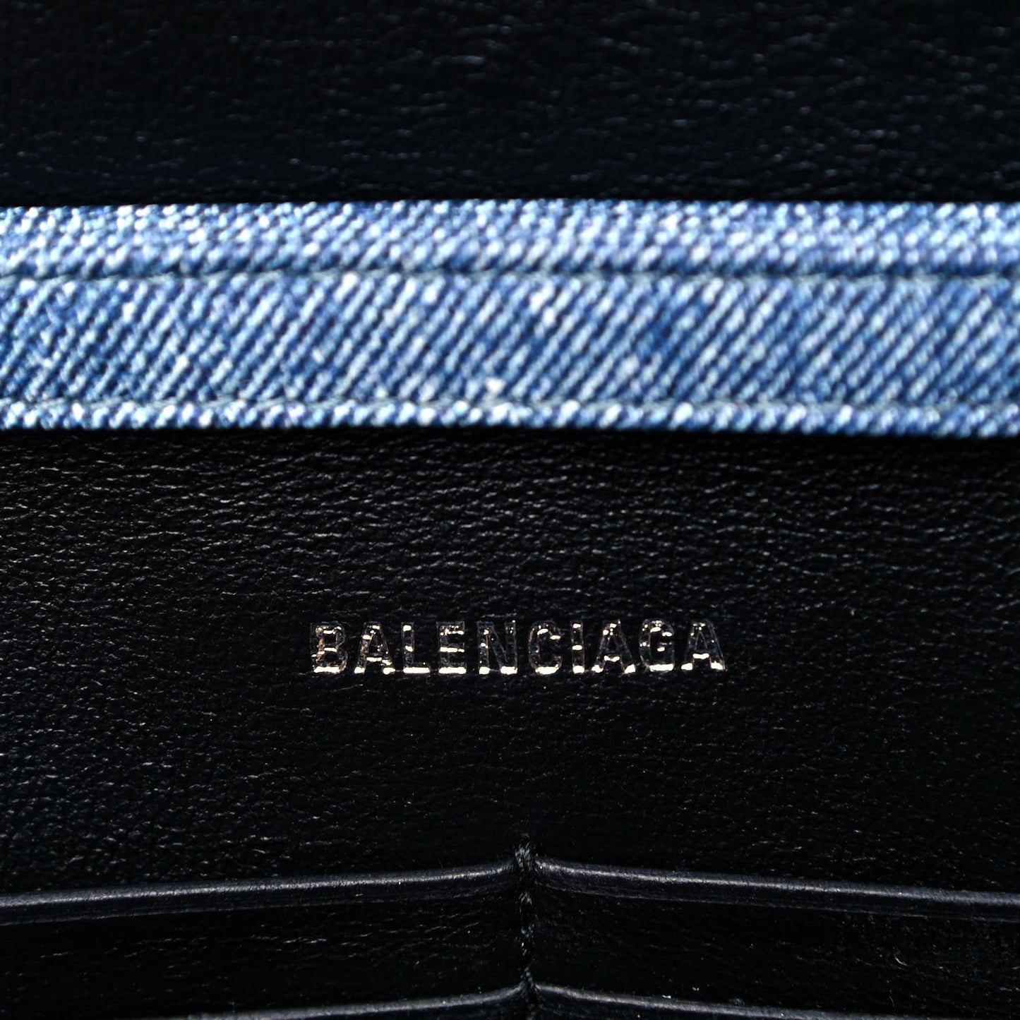Nappa Denim Printed Hourglass Chain Bag Denim Blue