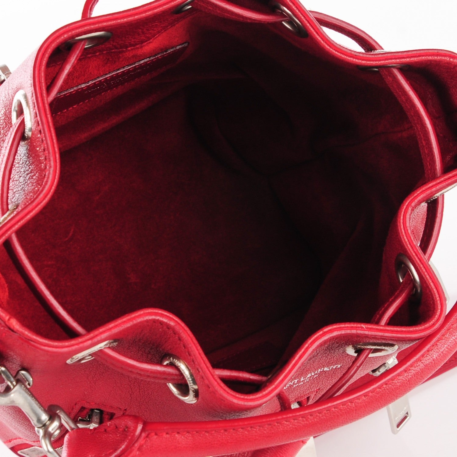 Saint Laurent Sheepskin Small Emmanuelle Zip Bucket Bag Red 5 of 7