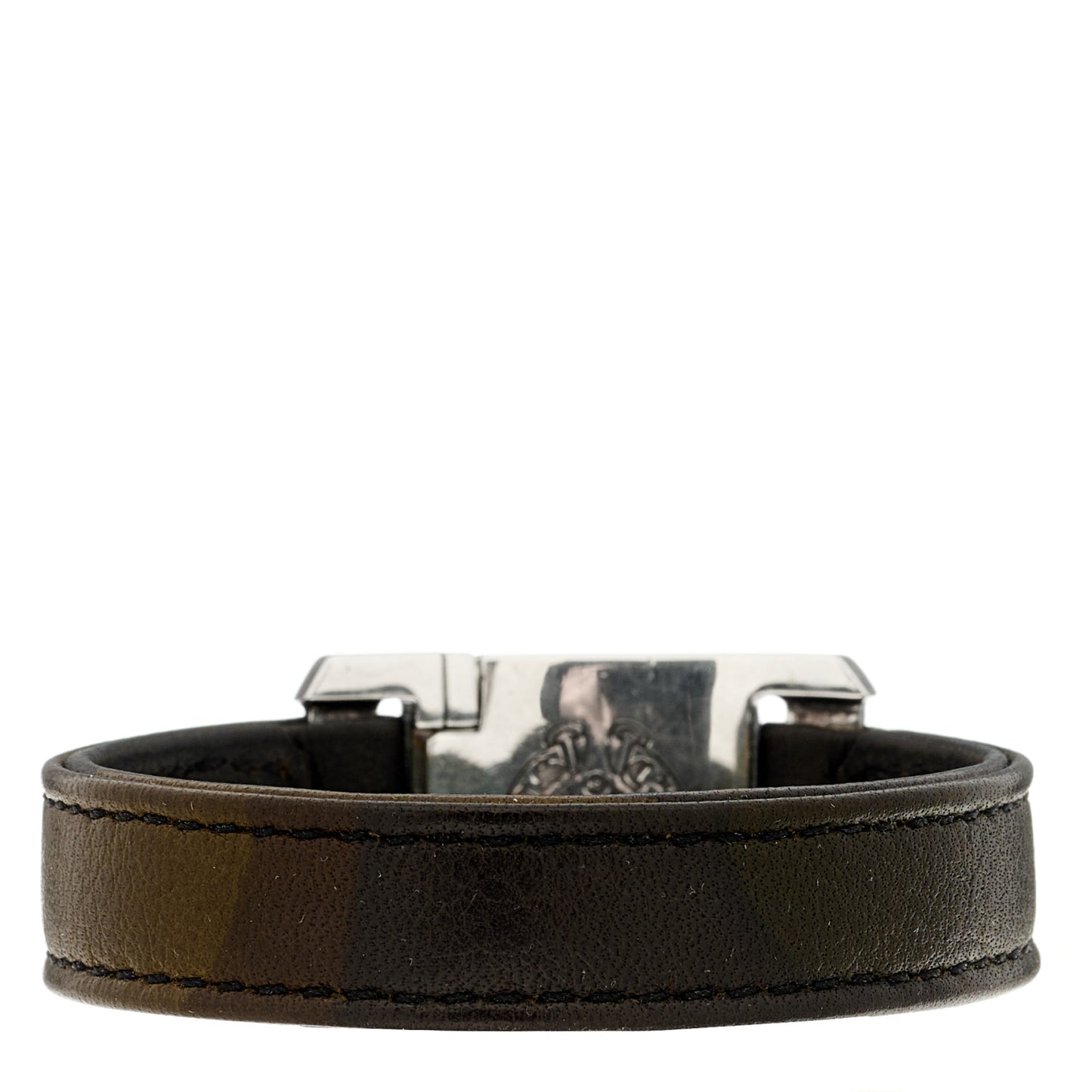 Sterling Silver Leather Maltese Cross Bracelet