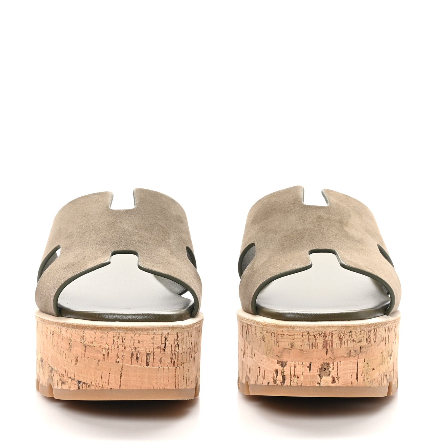 Hermes Suede Goatskin Cork Eze 30 Sandals 40 Vert Toundra 3 of 10