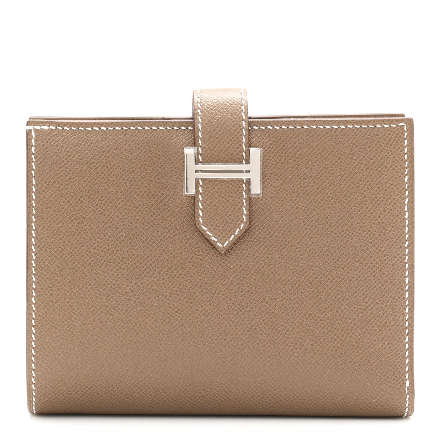 Madame Calfskin Bearn Compact Wallet Etoupe