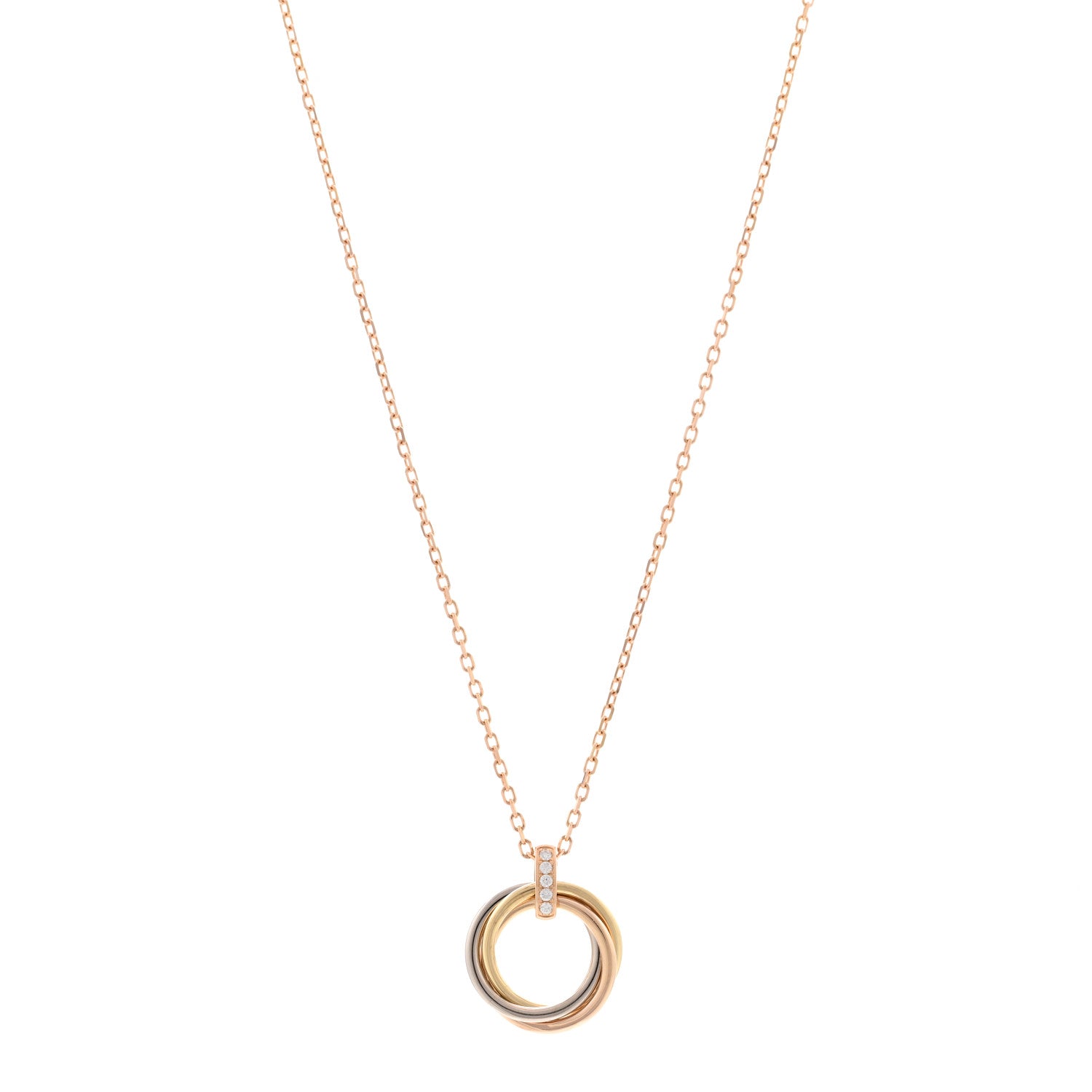 Cartier 18K Pink White Yellow Gold Diamond Trinity Pendant Necklace 1 of 5