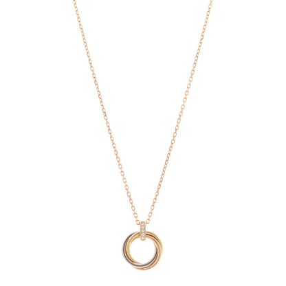 Cartier 18K Pink White Yellow Gold Diamond Trinity Pendant Necklace 1 of 5
