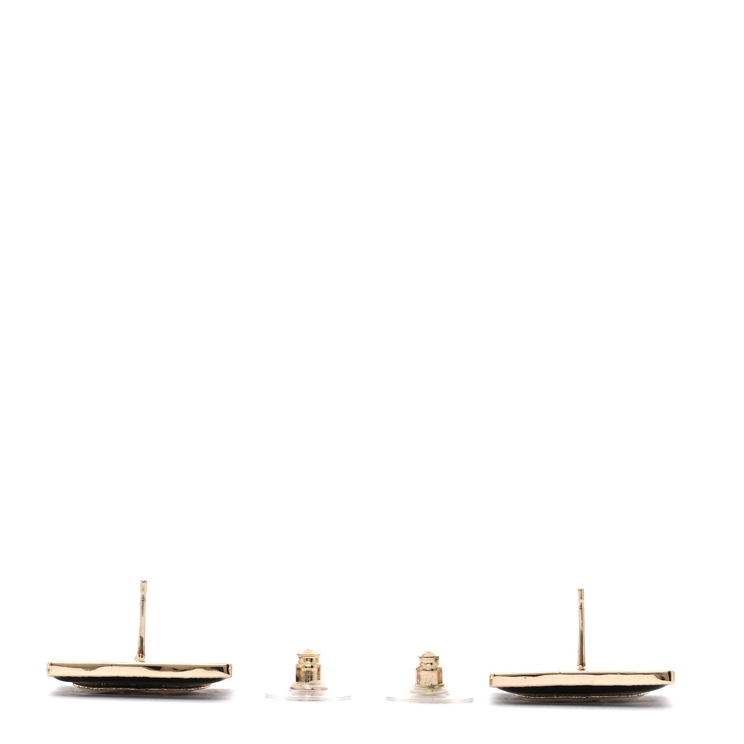 Chanel Enamel CC Square Earrings Black White 3 of 4