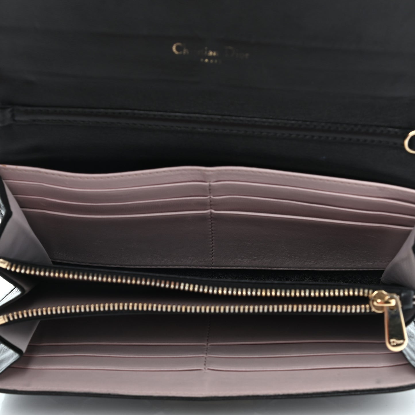 Lambskin Cannage Miss Dior Chain Wallet Black
