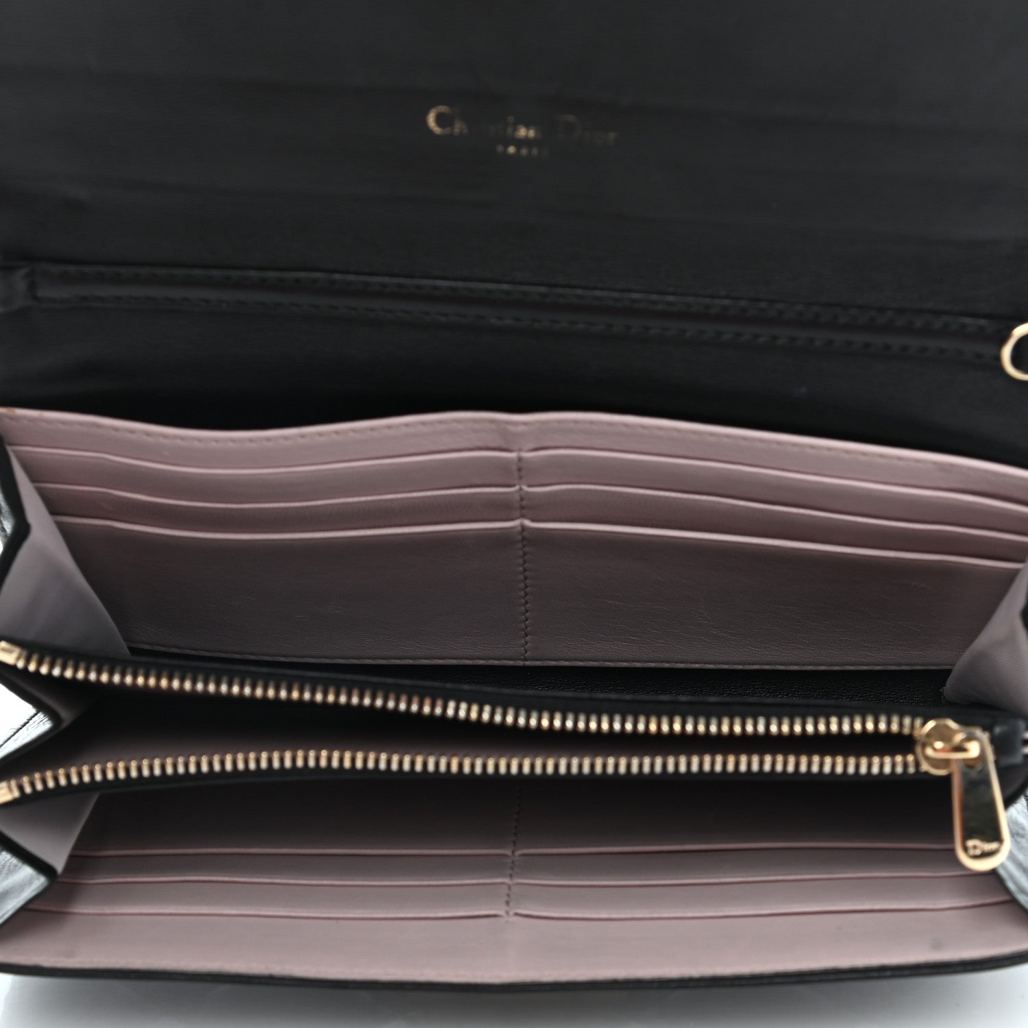 Christian Dior Lambskin Cannage Miss Dior Chain Wallet Black 4 of 13