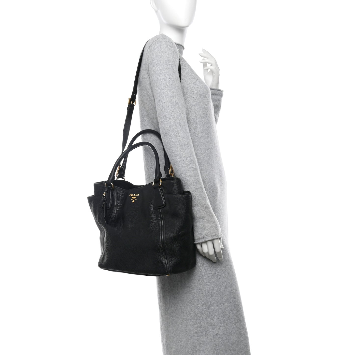 Vitello Daino Side Pocket Tote Black