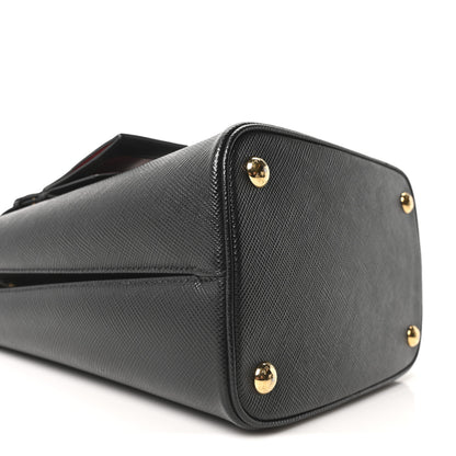 Prada Saffiano Cuir Medium Panier Bucket Bag Black Fuoco 8 of 9