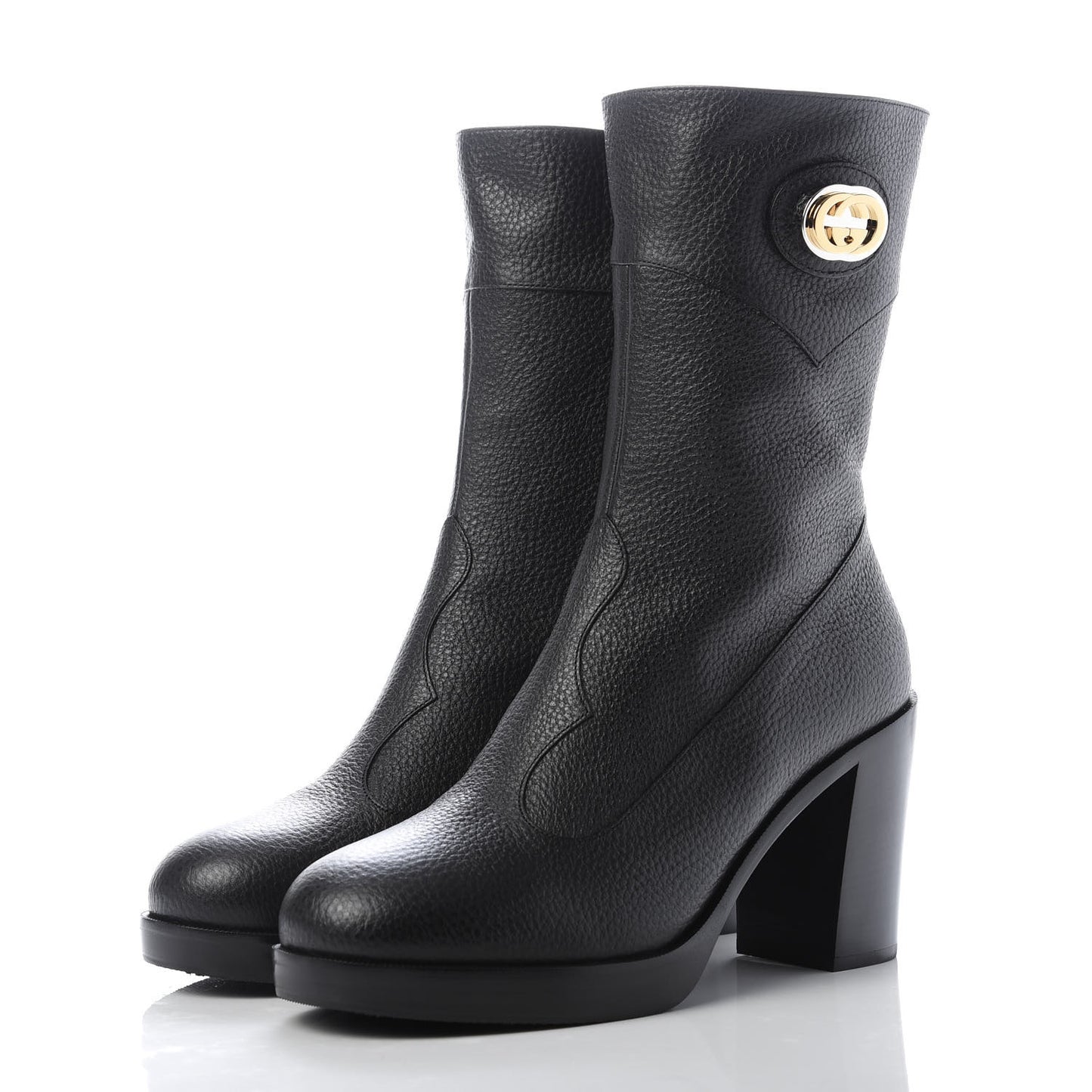 Austin Calfskin Interlocking G Ankle Boots 39.5 Black