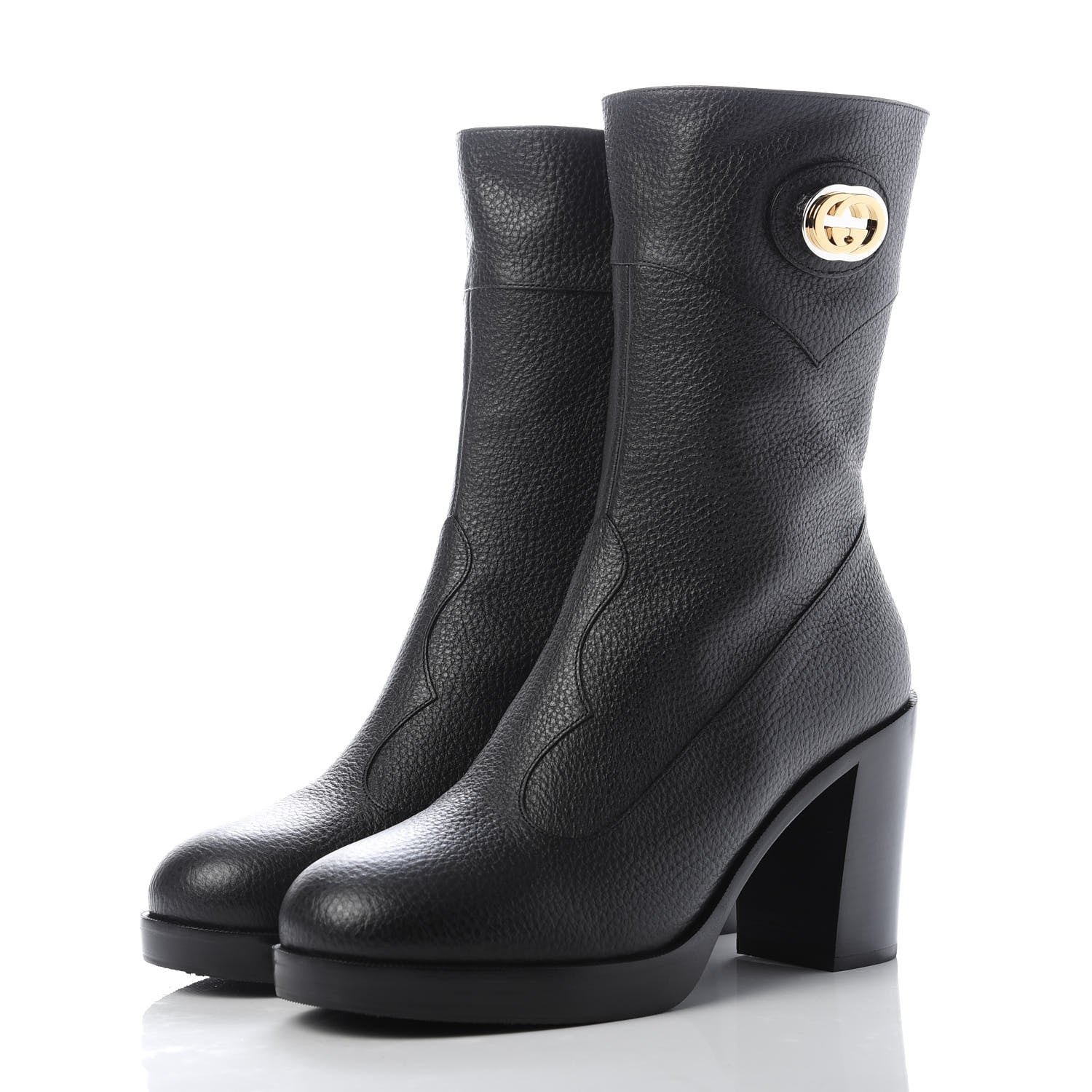 Gucci Austin Calfskin Interlocking G Ankle Boots 39.5 Black 3 of 9