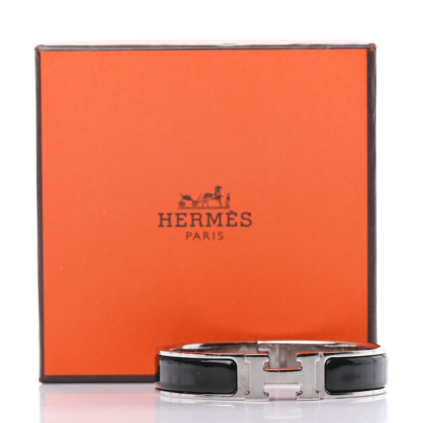 Enamel Narrow Clic Clac H Bracelet PM Black