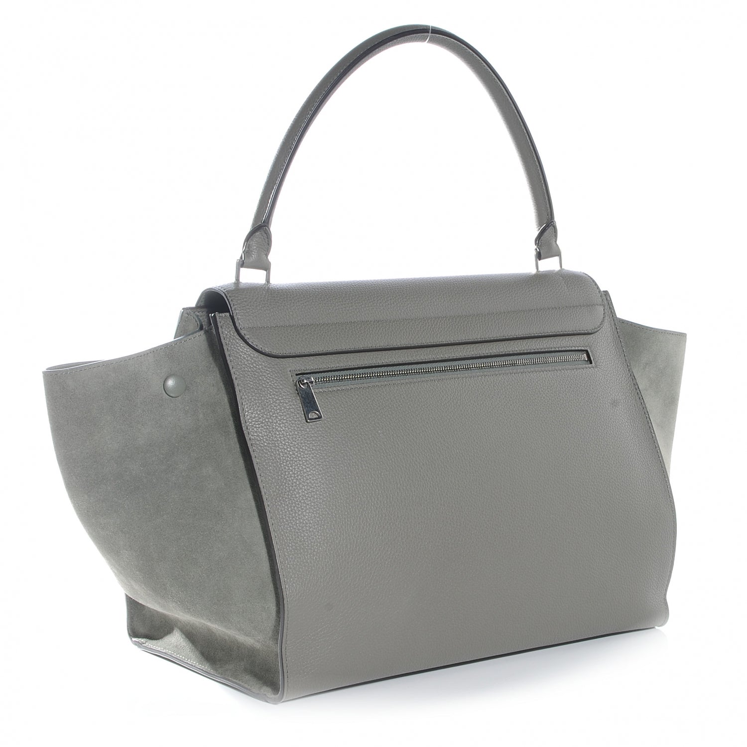 Celine Drummed Leather and Suede Large Trapeze Almond 3 of 7