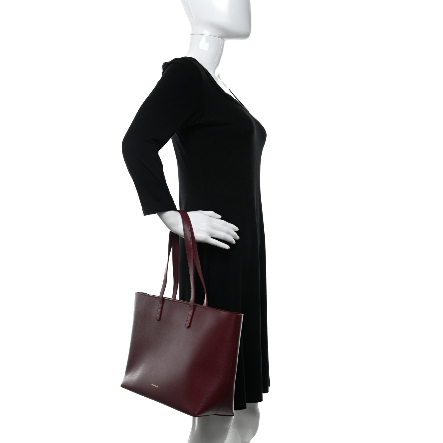 Mansur Gavriel Saffiano Small Shopping Tote Claret 2 of 9