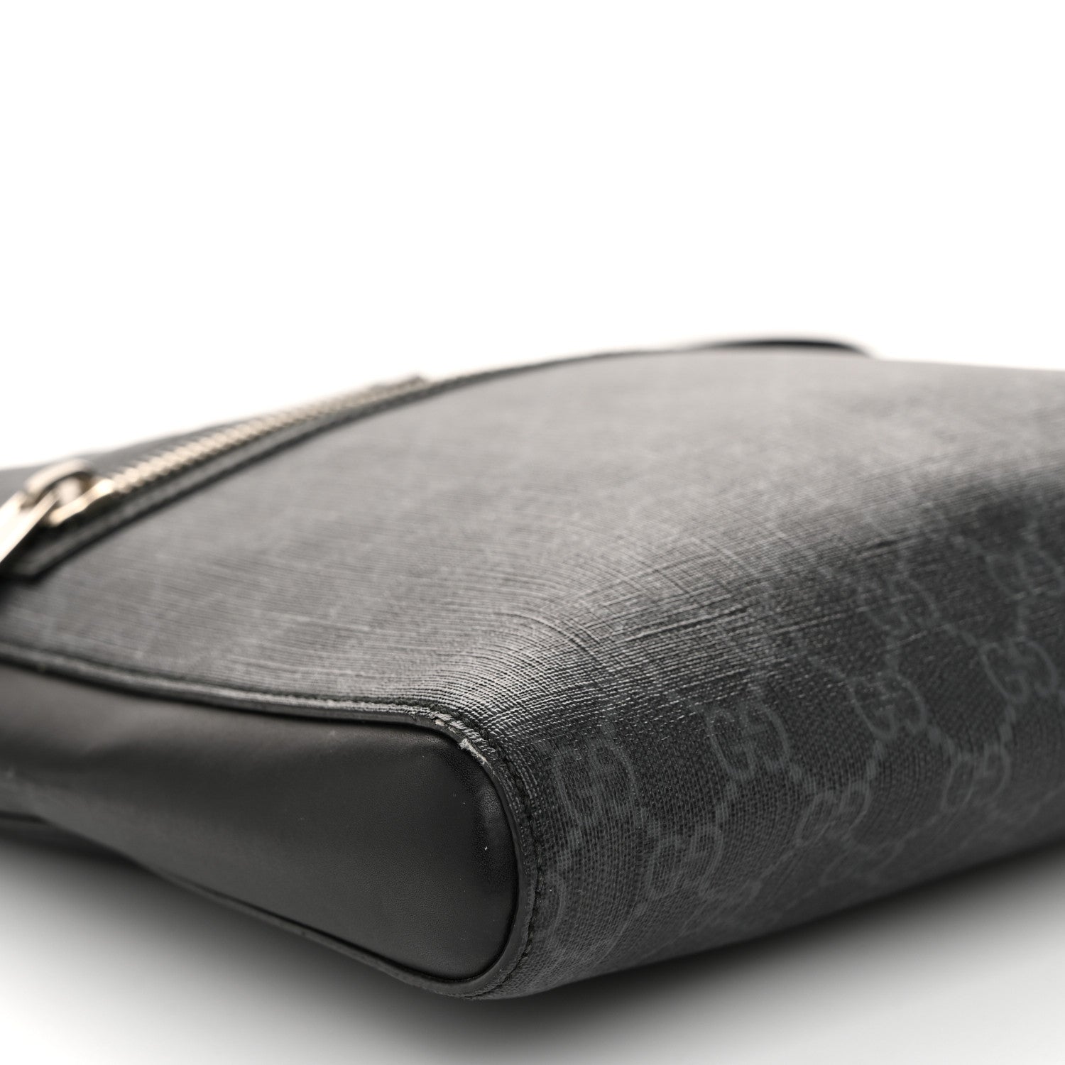 Gucci GG Supreme Monogram Appia Calfskin Web Flat Messenger Bag Black Grey 9 of 11