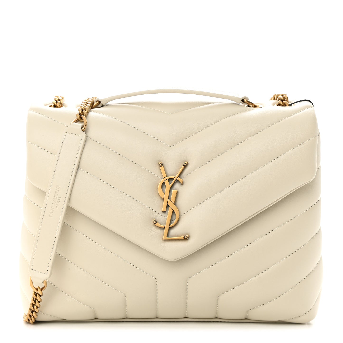 Calfskin Y Quilted Monogram Small Loulou Chain Satchel Crema Soft