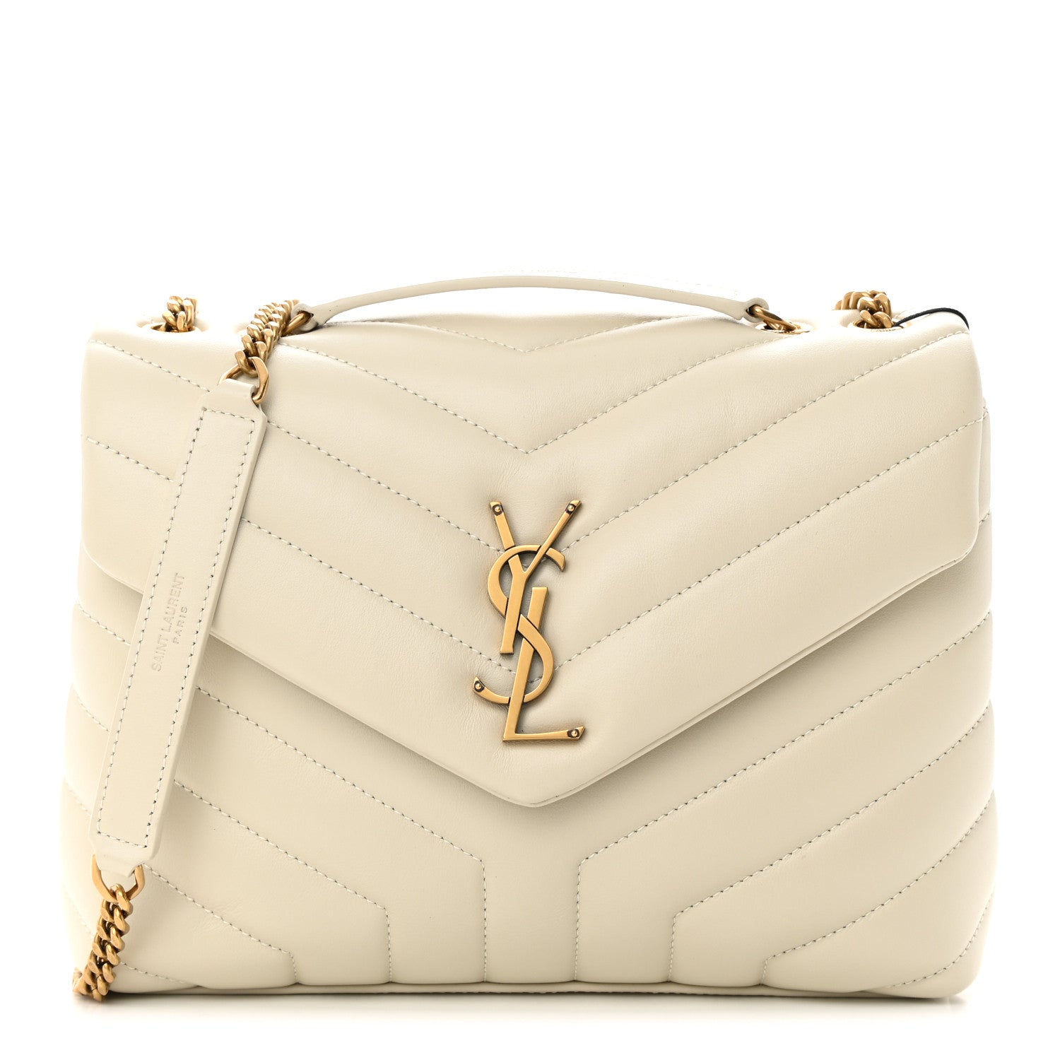 Saint Laurent Calfskin Y Quilted Monogram Small Loulou Chain Satchel Crema Soft 1 of 13