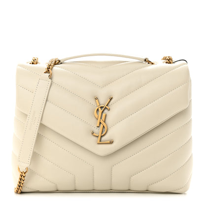 Saint Laurent Calfskin Y Quilted Monogram Small Loulou Chain Satchel Crema Soft 1 of 13