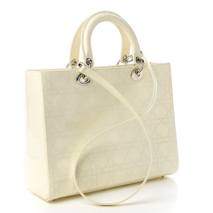 Christian Dior Patent Cannage Large Lady Dior White 3 of 11