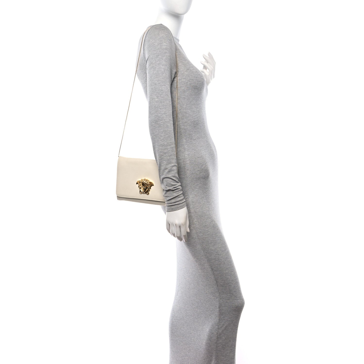 Versace Vitello Palazzo Medusa Evening Clutch Bag White 2 of 11