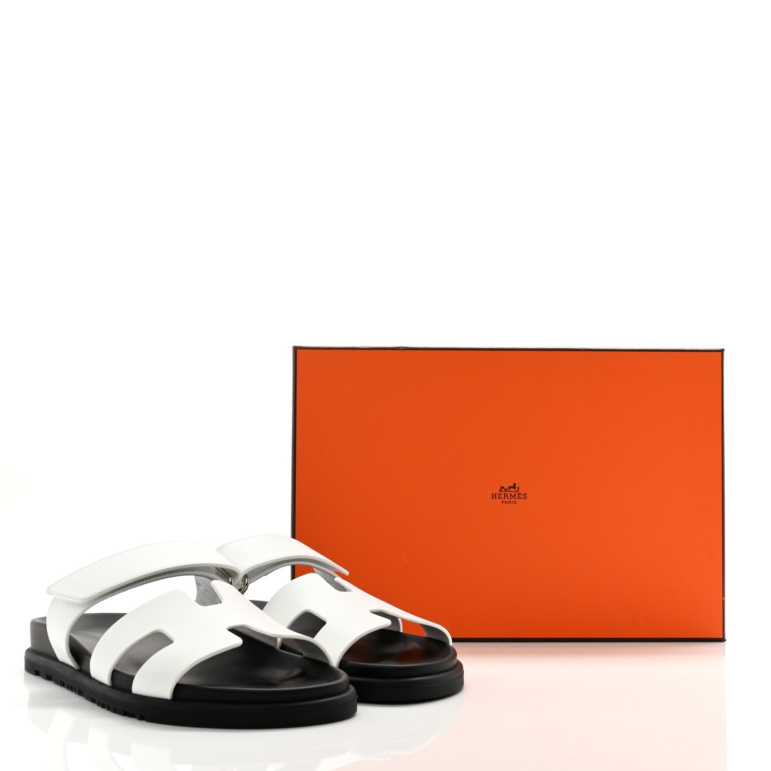 Hermes Calfskin Womens Chypre Sandals 38.5 White 9 of 9