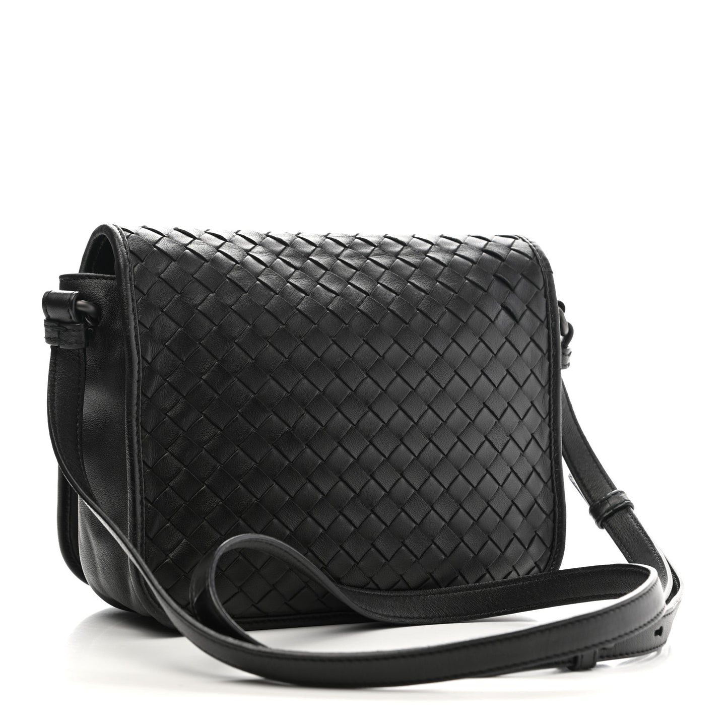 Nappa Intrecciato Flap Crossbody Black