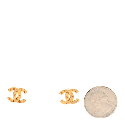 Chanel Metal CC Paris Button Stud Earrings Gold 2 of 5