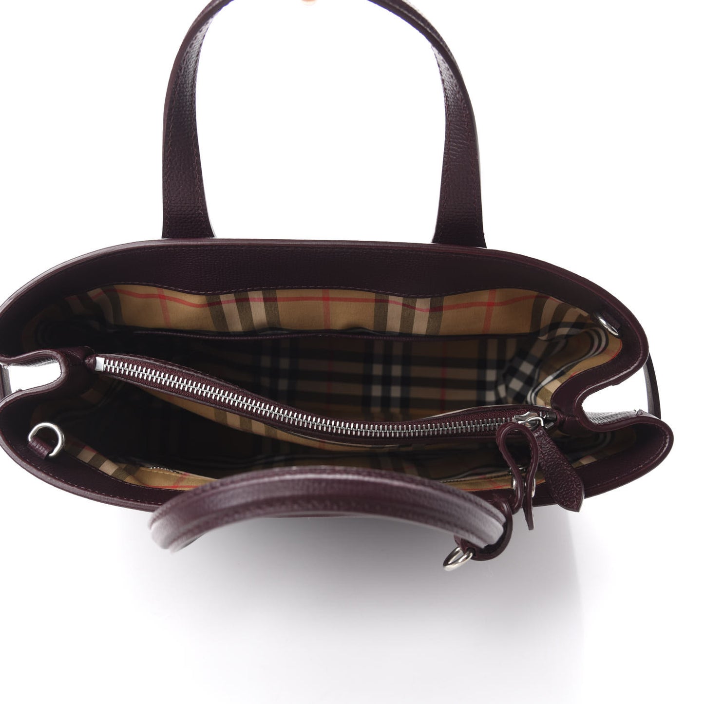 Derby Calfskin House Check Medium Banner Tote Burgundy