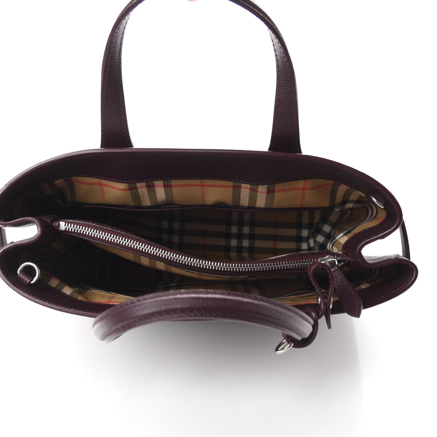 Burberry Derby Calfskin House Check Medium Banner Tote Burgundy 6 of 15