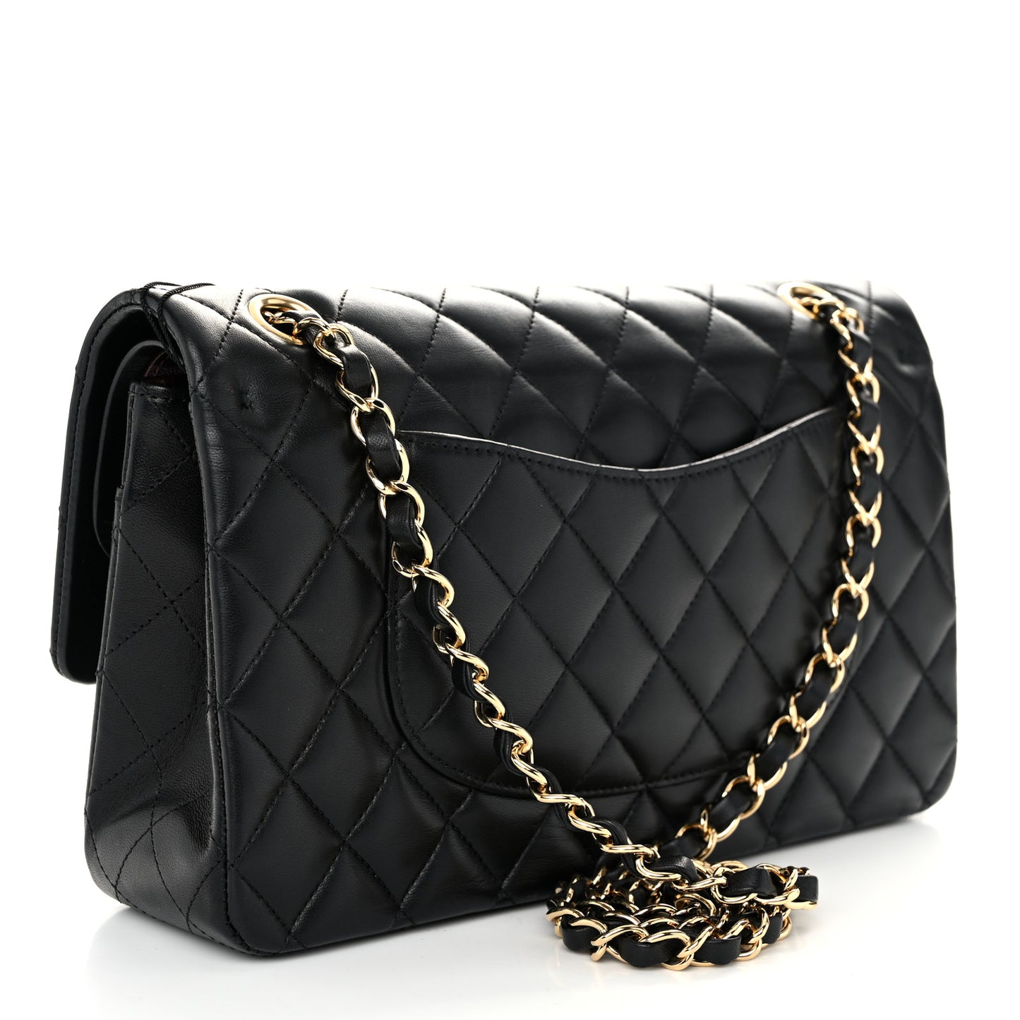 Lambskin Quilted Medium Double Flap Black