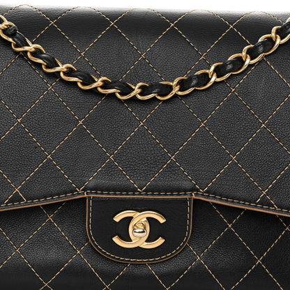Chanel Calfskin Stitched Jumbo Double Flap Black 7 of 12