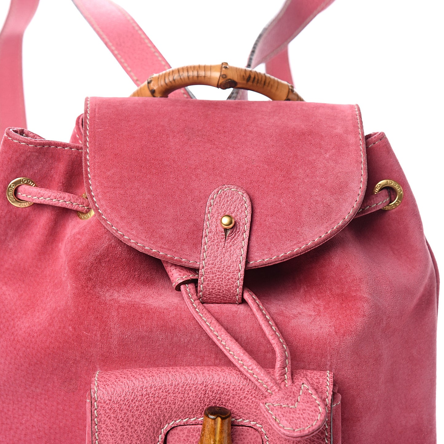 Suede Bamboo Backpack Pink