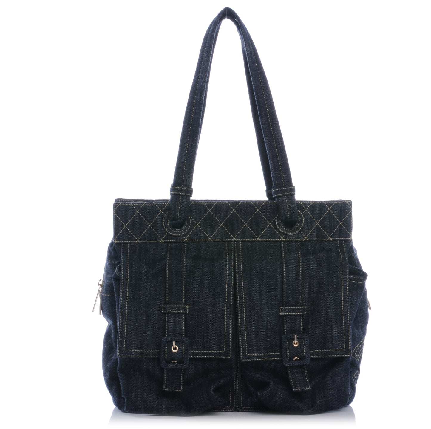 Denim CC Double Pocket Shoulder Bag