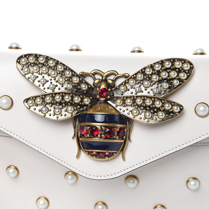 Gucci Nappa Pearl Studded Mini Queen Margaret Broadway Shoulder Bag Mystic White 8 of 9