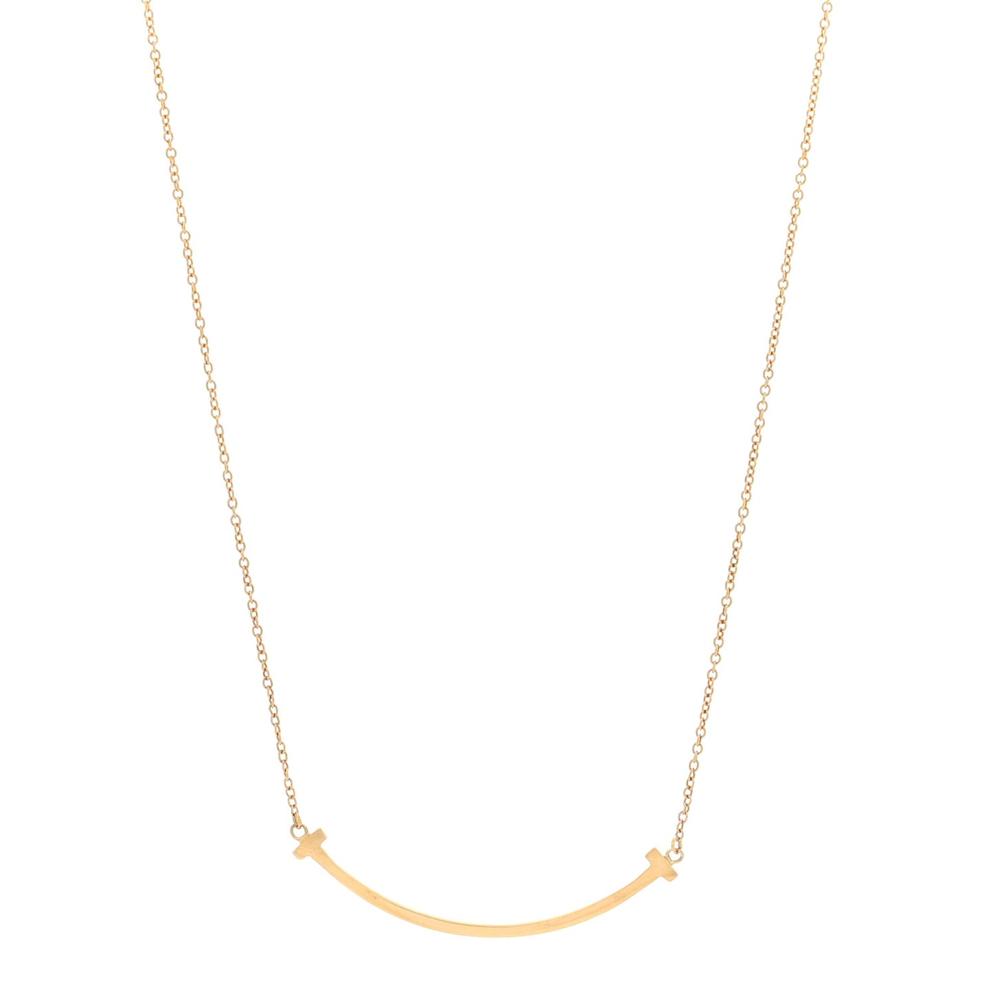 18K Yellow Gold Small T Smile Pendant Necklace