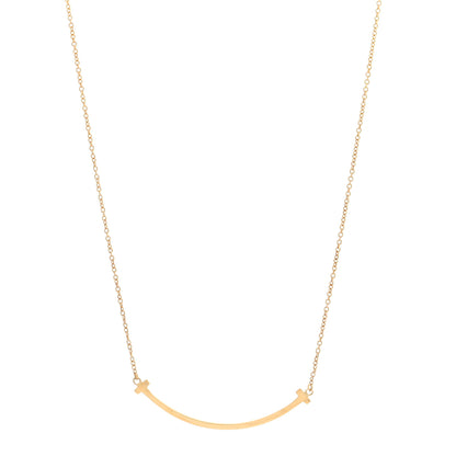 Tiffany 18K Yellow Gold Small T Smile Pendant Necklace 1 of 4