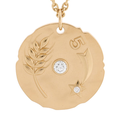 Chanel 18K Yellow Gold Diamond Talismans Medal Pendant Necklace 4 of 7