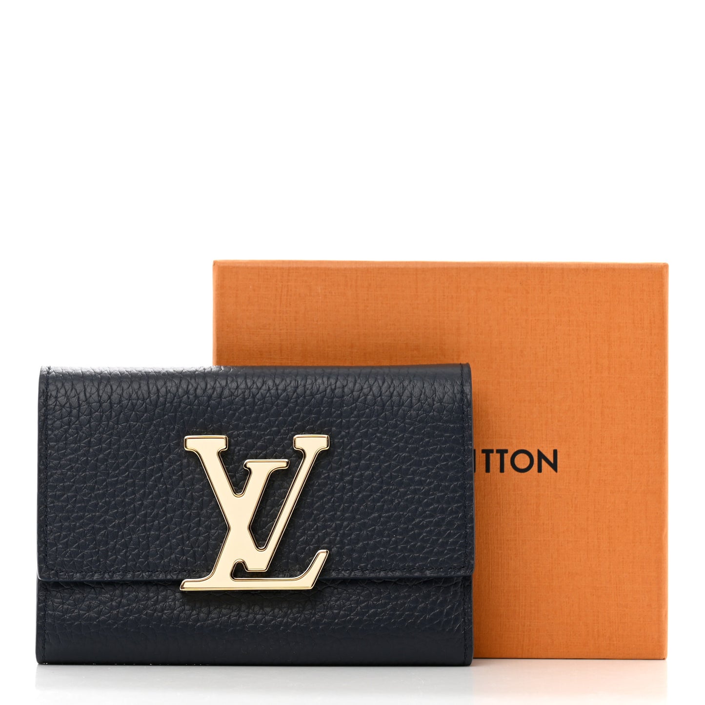 Taurillon Capucines Compact Maxi Wallet Navy