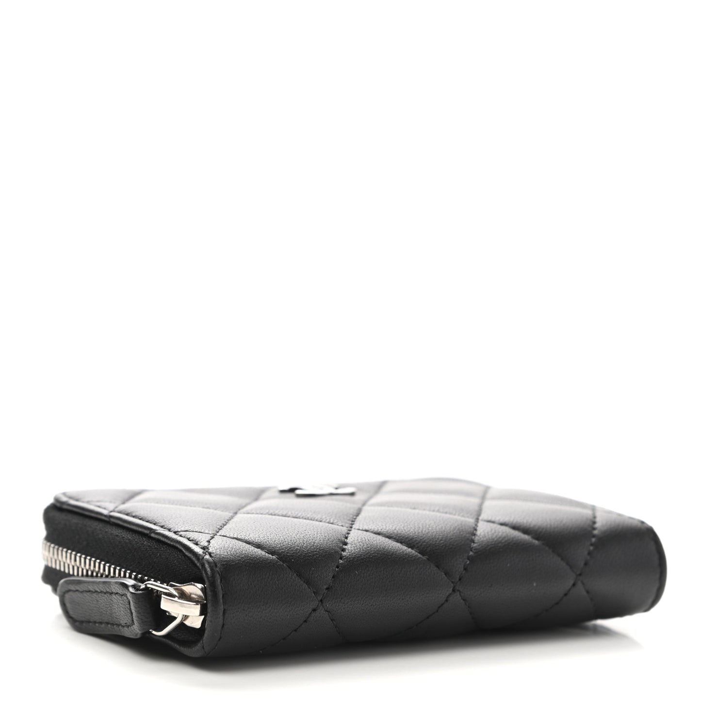 Lambskin Quilted Zip Coin Purse Black