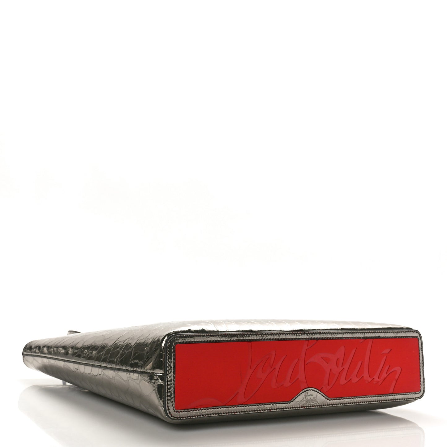 Metallic Crocodile Embossed Spikes East West Cabata Tote Antracite