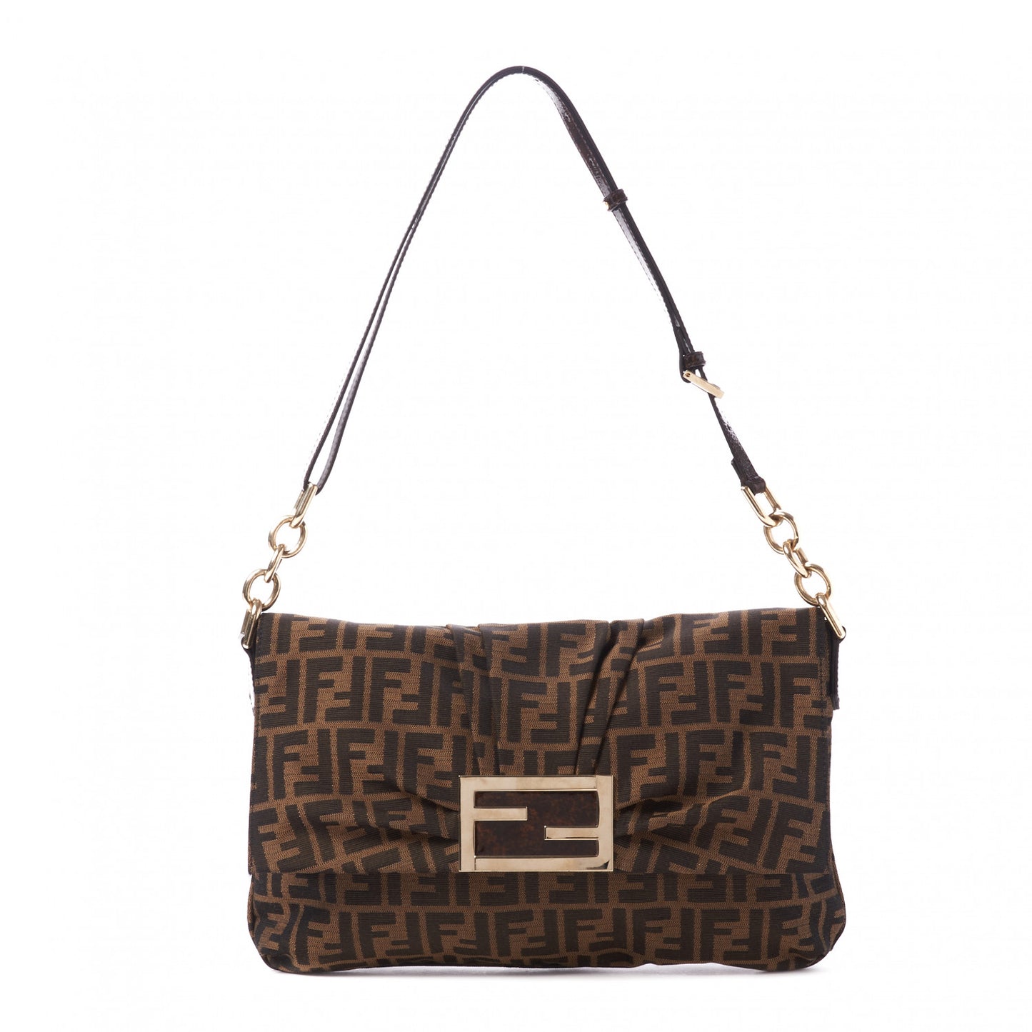 Zucca Patent Large Mia Shoulder Flap Tobacco