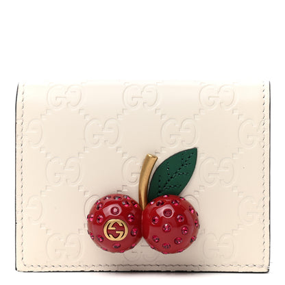 Gucci Guccissima Cherries Card Case Wallet White 1 of 8
