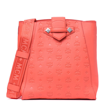 MCM Calfskin Ottomar Monogram Essential Bucket Bag Hot Coral 1 of 4