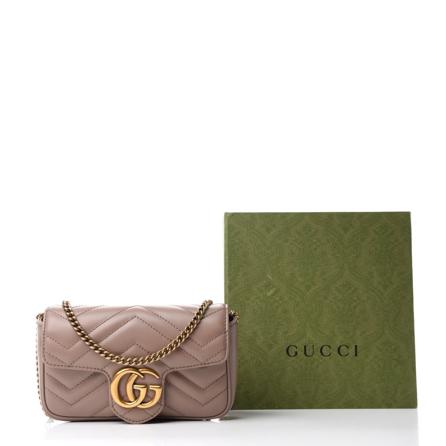 Gucci Calfskin Matelasse Super Mini GG Marmont Shoulder Bag Porcelain Rose 11 of 11