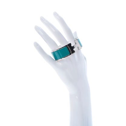 Hermes Enamel Wide Clic Clac H Bracelet PM Bleu Canard 2 of 5