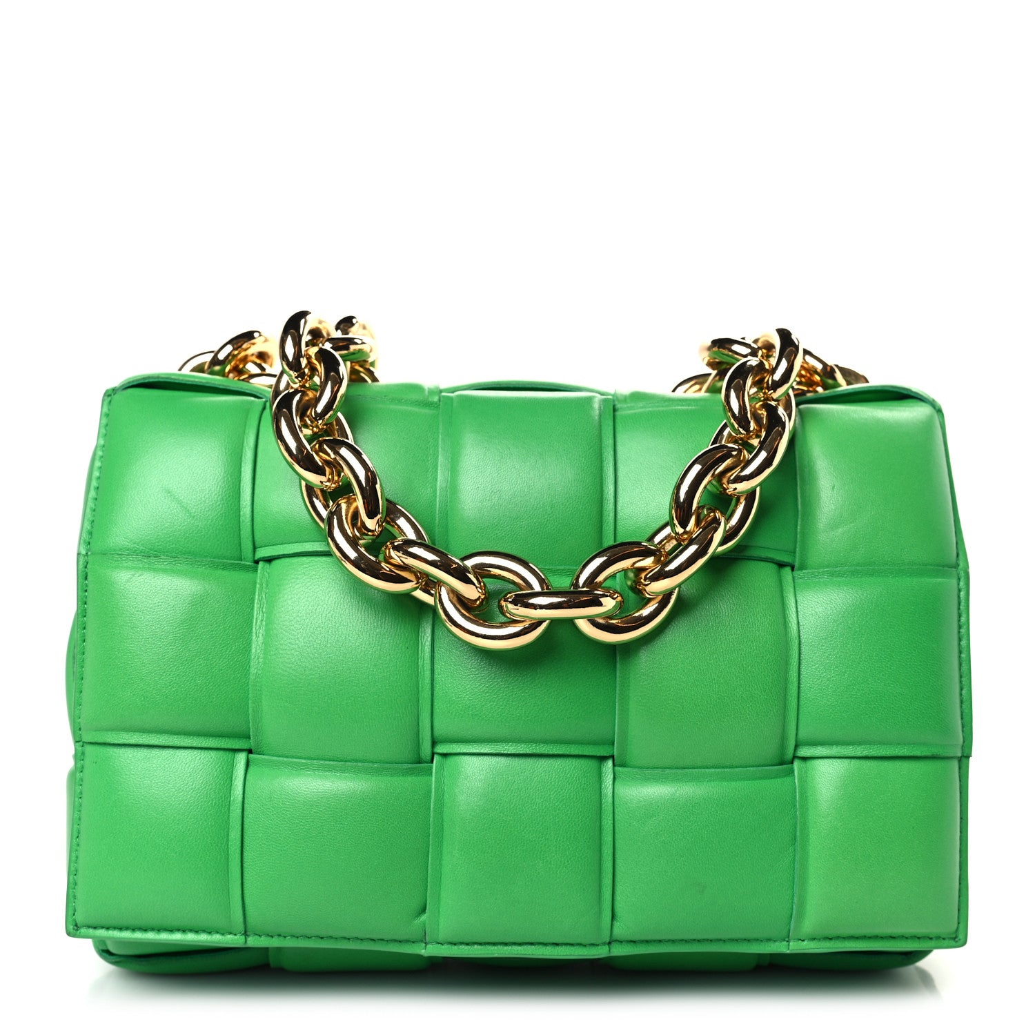 Bottega Veneta Lambskin Maxi Intreccio Padded Chain Cassette Crossbody Bag Grass 1 of 9