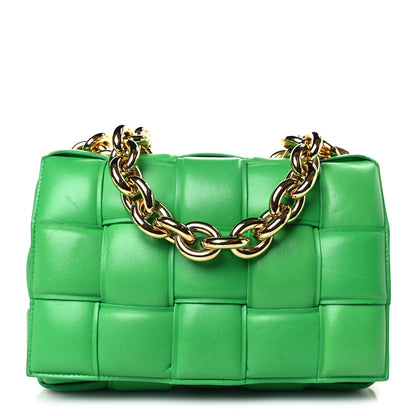 Bottega Veneta Lambskin Maxi Intreccio Padded Chain Cassette Crossbody Bag Grass 1 of 9