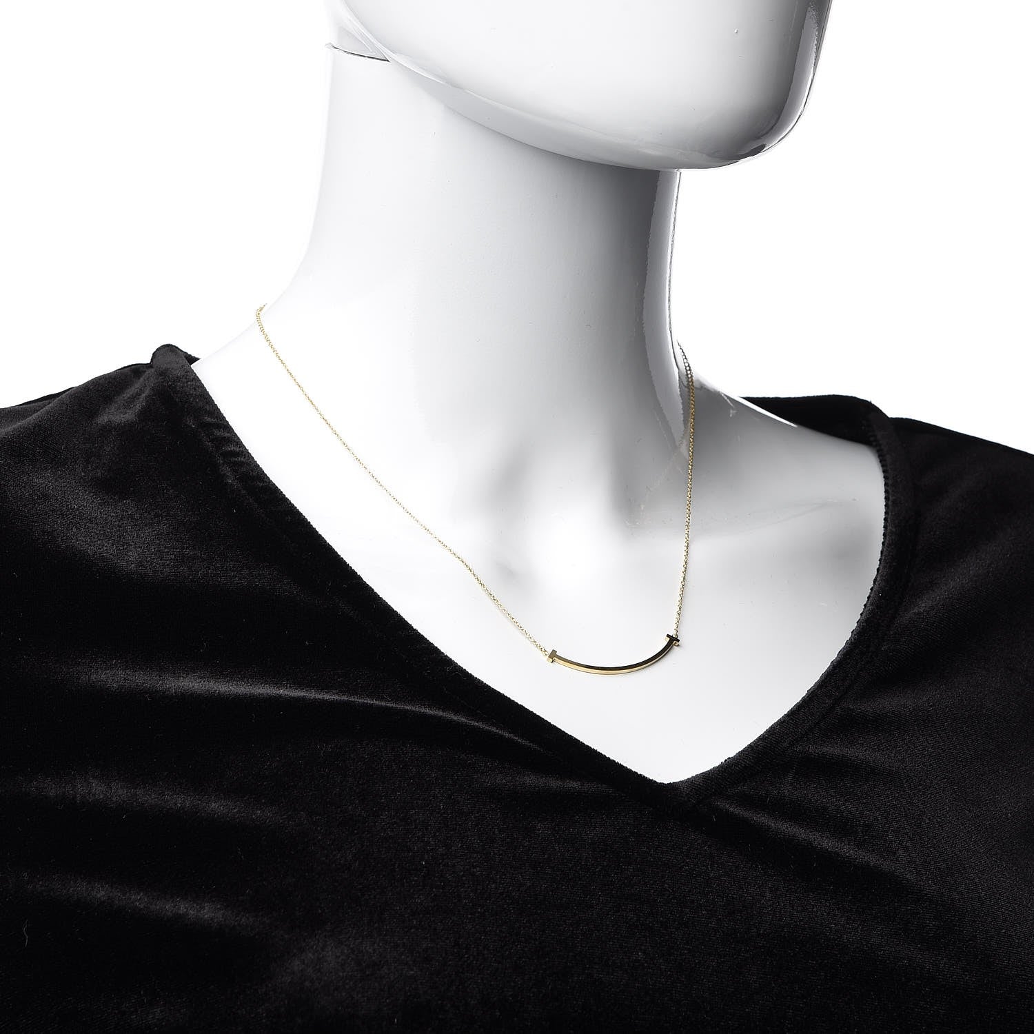 Tiffany 18K Yellow Gold Small T Smile Pendant Necklace 2 of 8