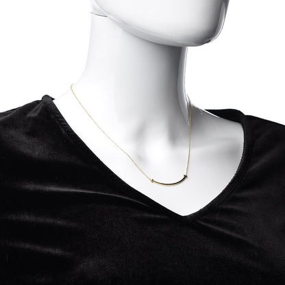 Tiffany 18K Yellow Gold Small T Smile Pendant Necklace 2 of 8